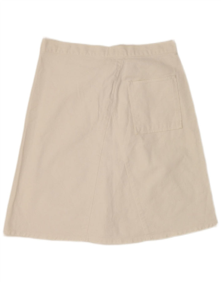 Gonna a trapezio in denim da donna Benetton IT 44 media W30 cotone bianco sporco