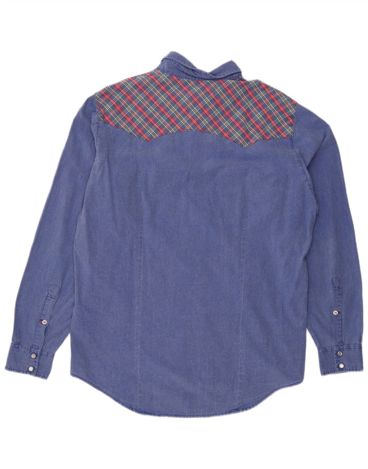 Camicia in denim da uomo Cocoa, cotone a quadri blu grandi