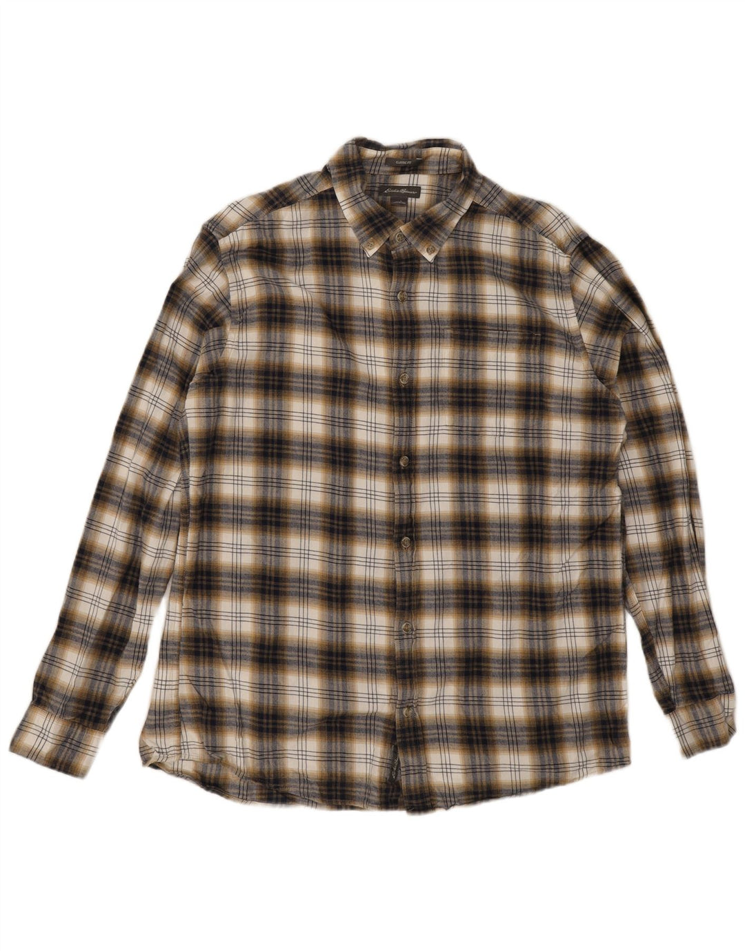 Eddie Bauer Camicia da uomo in flanella dalla vestibilità classica, in cotone a quadri marroni grandi