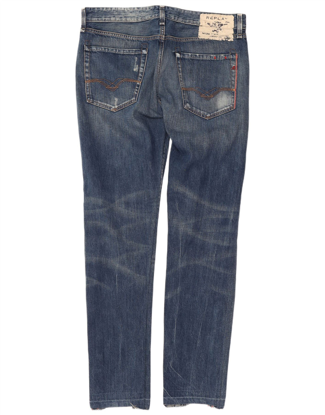 Replay Jeans slim invecchiati da uomo W34 L34 in cotone blu