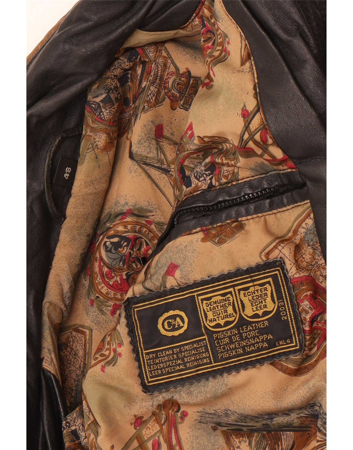 Giubbotto bomber in pelle da uomo C&A EU 48 medio nero