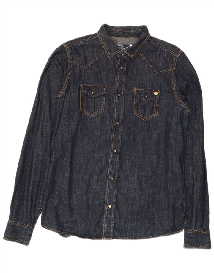 Camicia di jeans da uomo Diesel grande in cotone blu navy