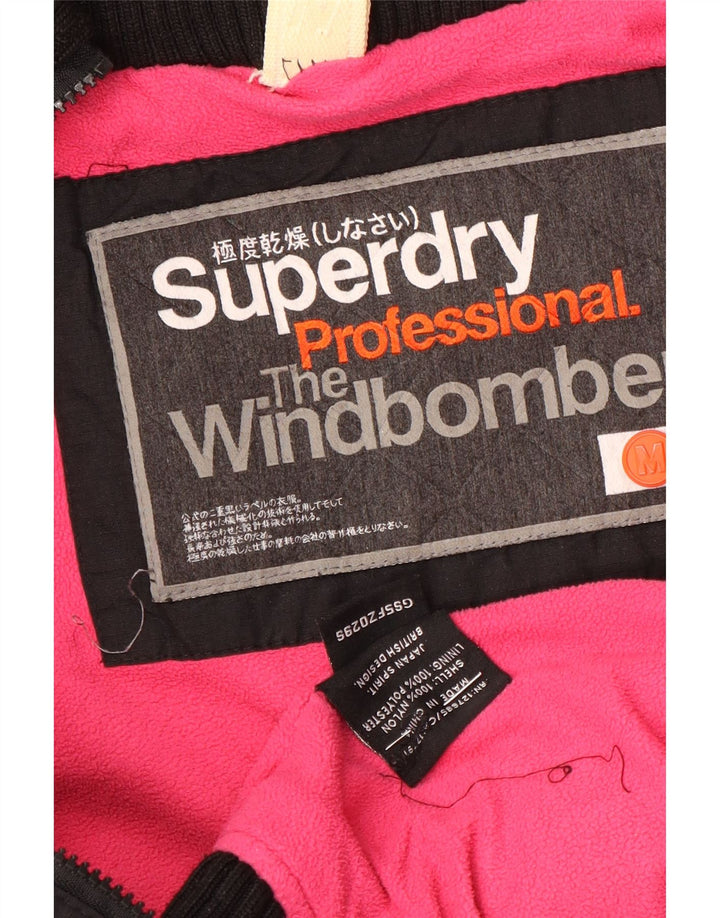 Giacca a vento con cappuccio da donna Superdry The Windbomber UK 14 media nera