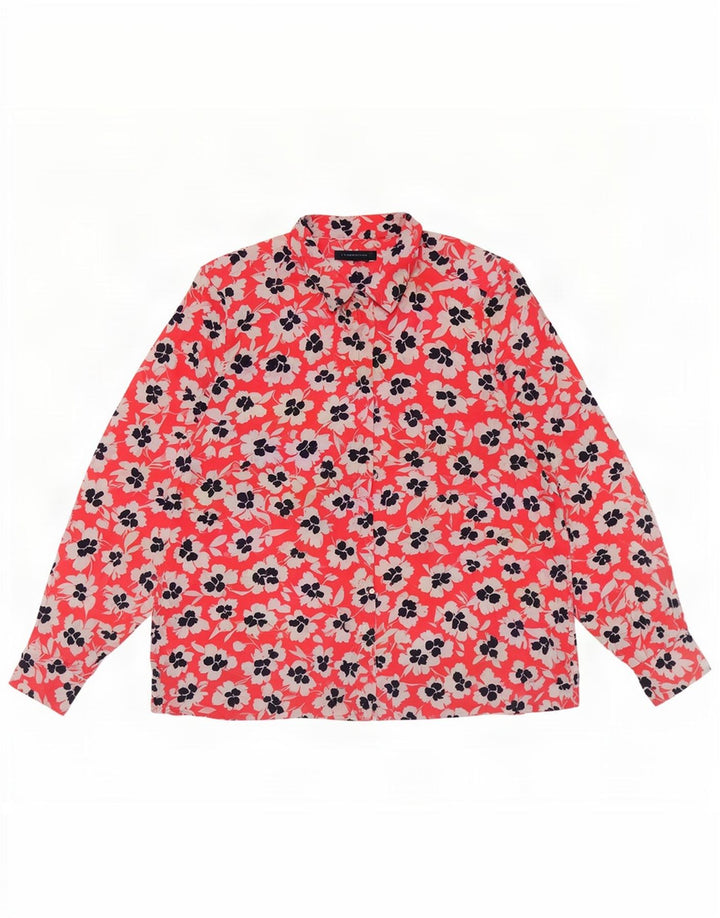 Camicetta camicia oversize da donna Marks & Spencer UK 18 XL Poliestere floreale rosso