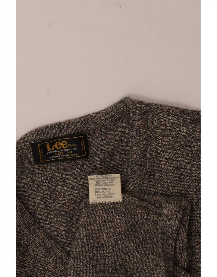 Maglione Lee da uomo con scollo a V XL in lana screziata grigia