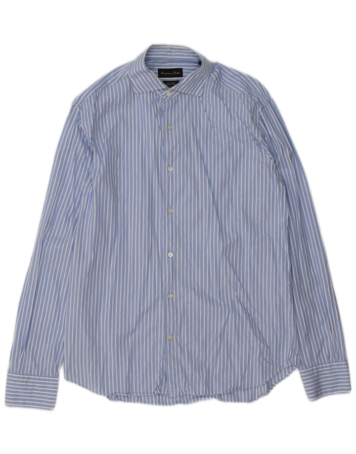 Camicia da uomo MASSIMO DUTTI taglia 16 1/2 grande cotone a righe blu