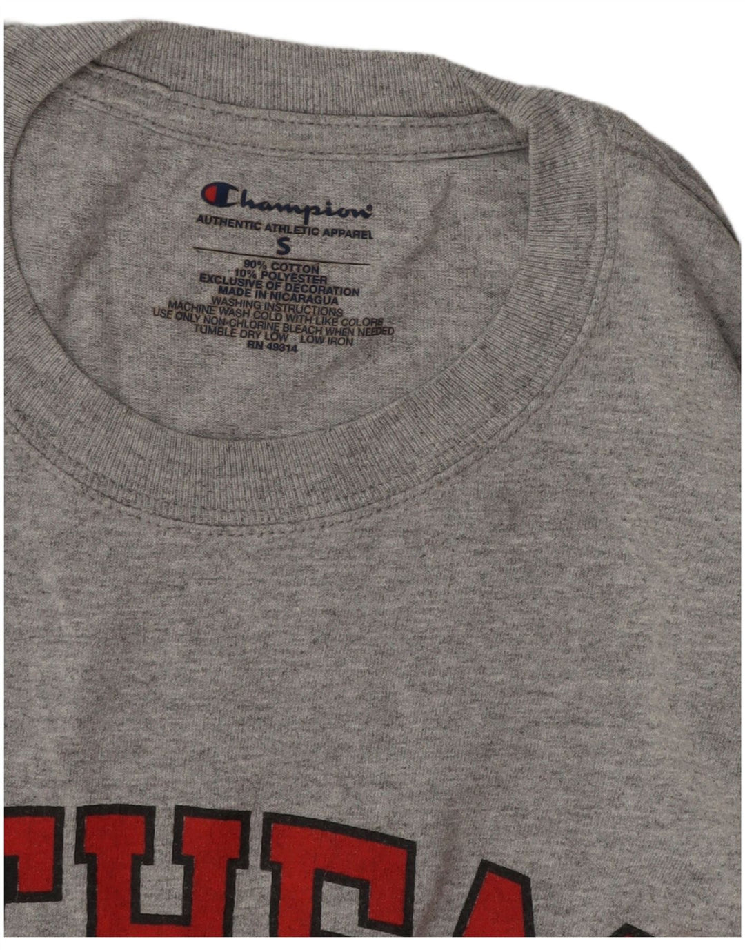 T-shirt grafica da uomo CHAMPION Top piccola in cotone grigio
