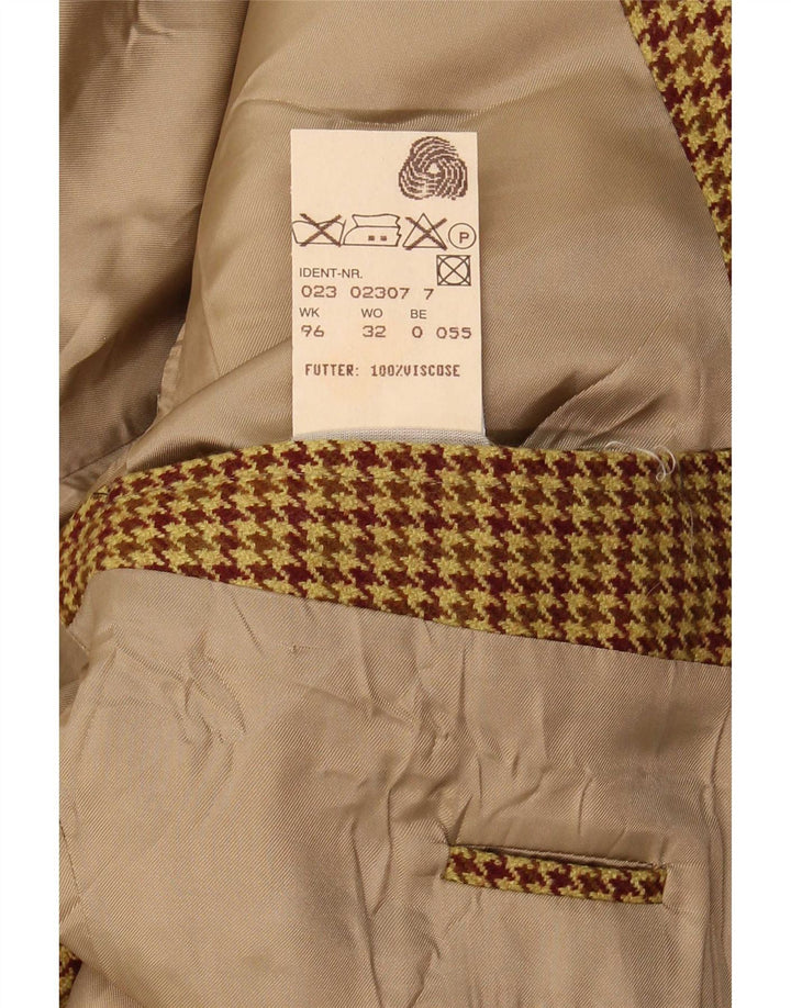 Hugo Boss Giacca blazer da uomo a 2 bottoni UK 42 XL Marrone pied de poule in lana nuova