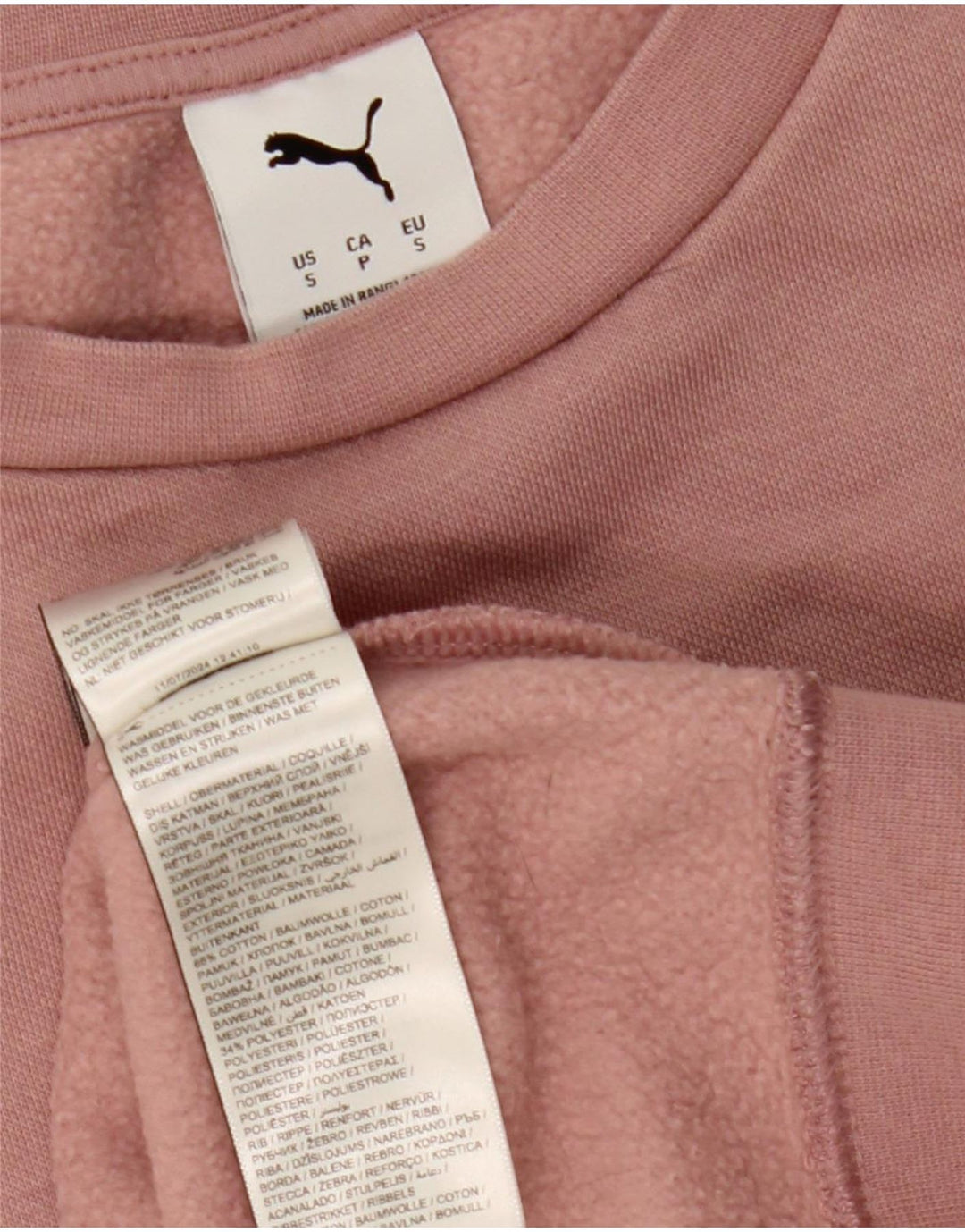 Felpa oversize da donna Puma UK 10 Small Pink Cotton