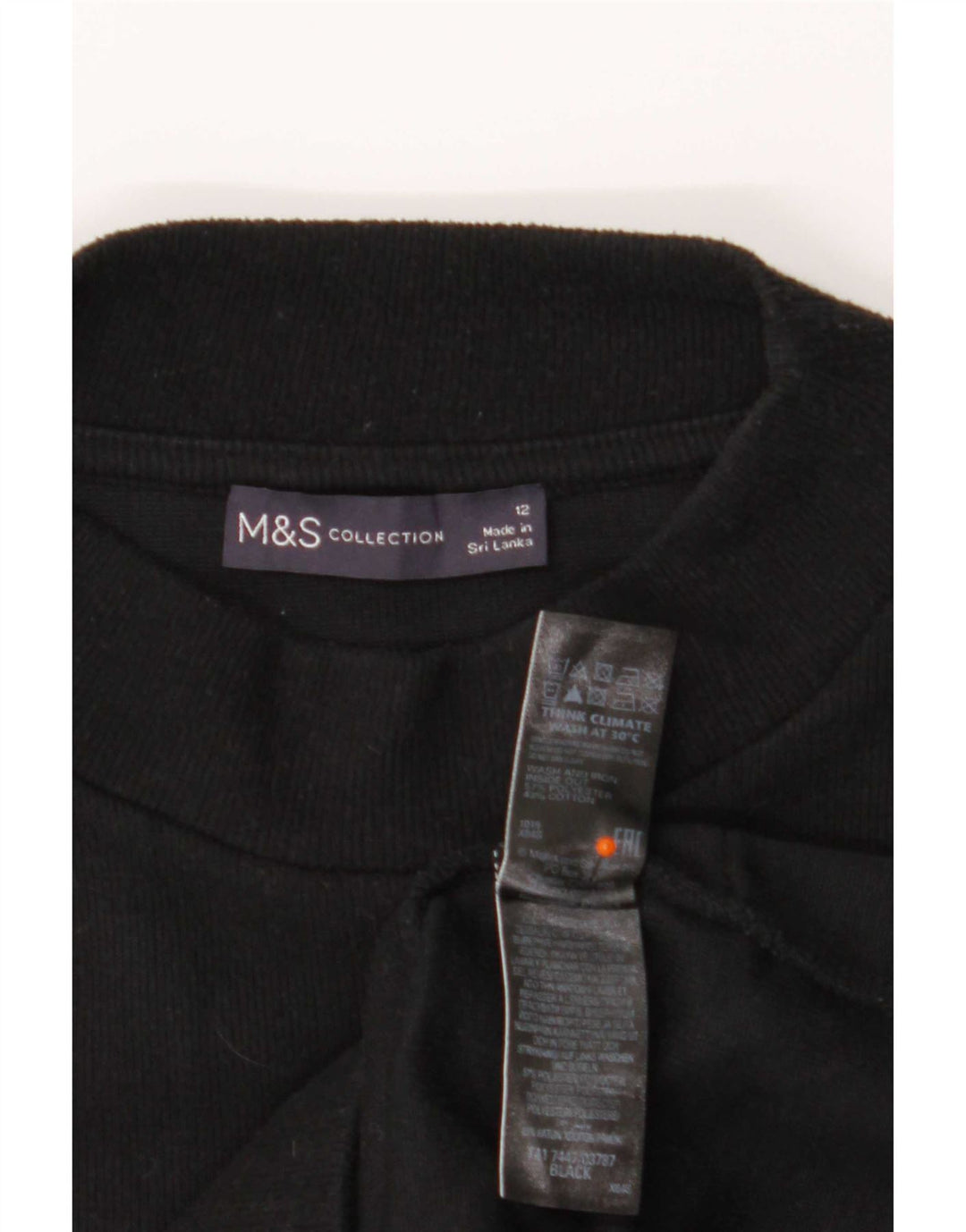 Top tunica a maniche lunghe da donna Marks & Spencer UK 12 poliestere nero medio