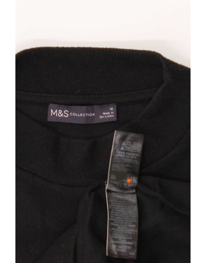 Top tunica a maniche lunghe da donna Marks & Spencer UK 12 poliestere nero medio