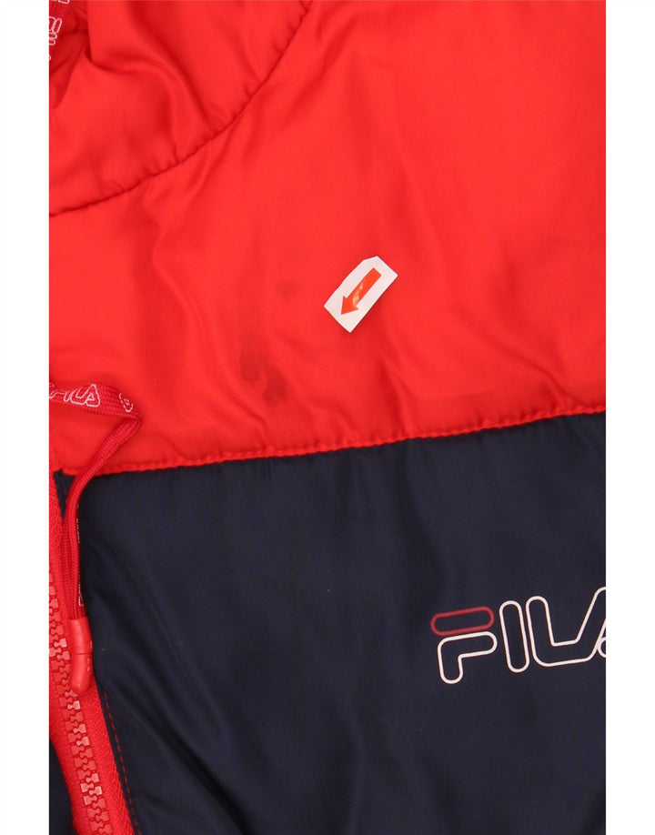 FILA Giacca imbottita con cappuccio grafica da uomo UK 38 Colore rosso medio