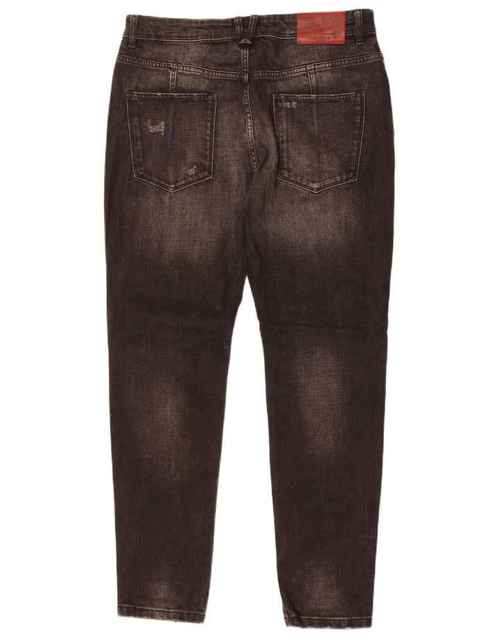 Jeans slim invecchiati da uomo Zara EU 44 Large W34 L30 cotone nero