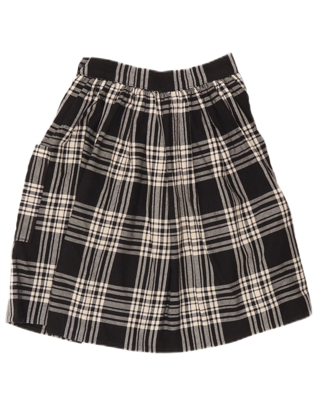 Gonna a trapezio da donna vintage W24 XS a quadri neri