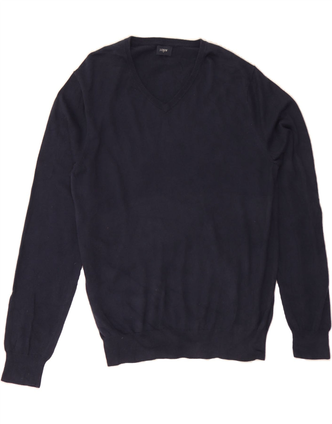 J. CREW Mens V-Neck Jumper Sweater Medium Navy Blue Cotton Vintage J. Crew and Second-Hand J. Crew from Messina Hembry 