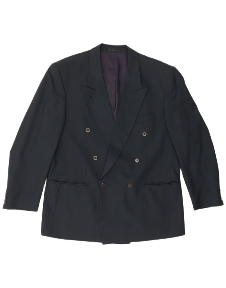 Giacca blazer doppiopetto da uomo DIGEL UK 40 Large Blu Navy in lana vergine