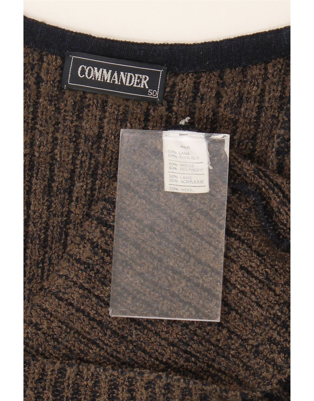 Maglione cardigan senza maniche da uomo Commander IT 50 Lana a righe grigio medio