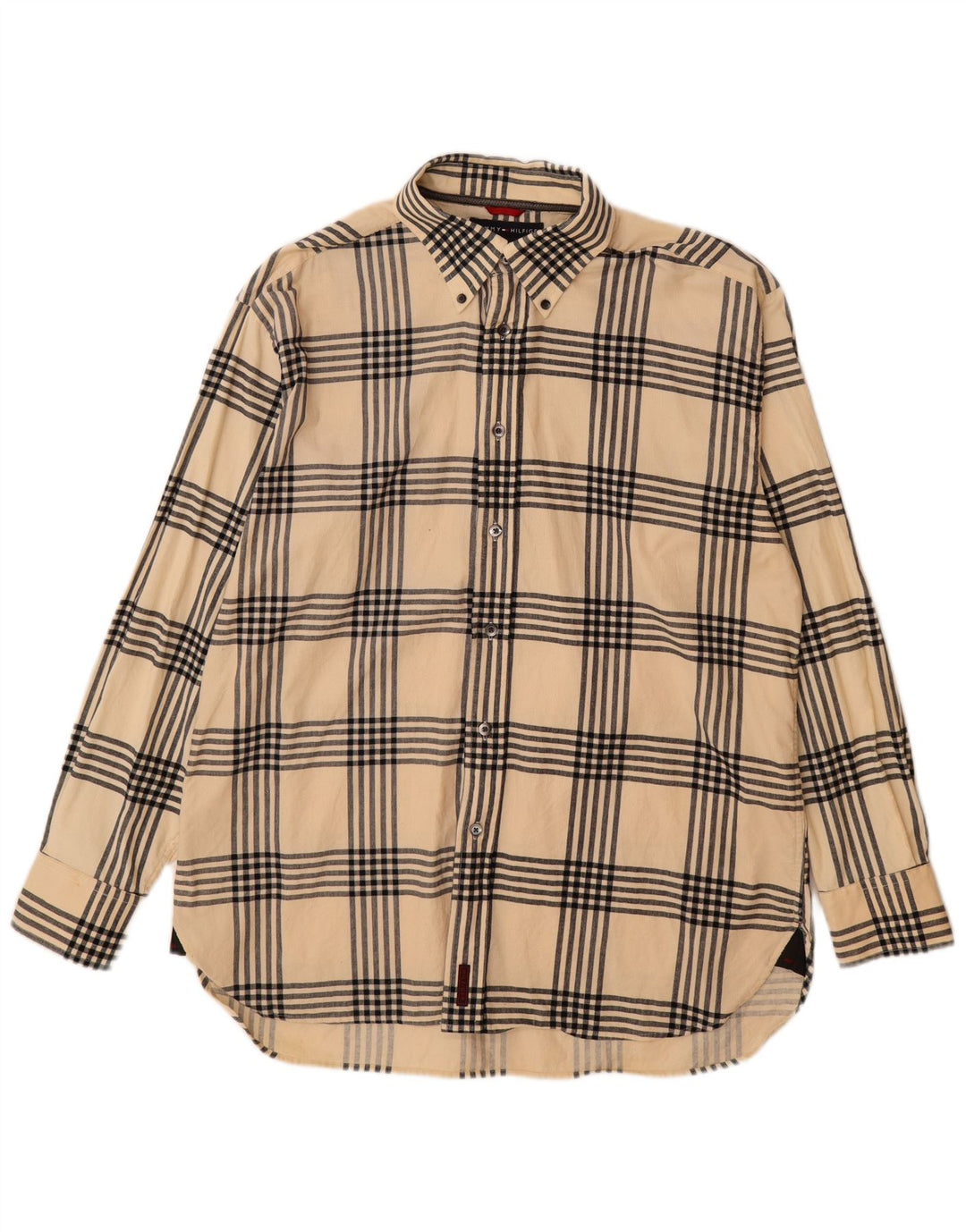 TOMMY HILFIGER Camicia da uomo grande in cotone scozzese beige