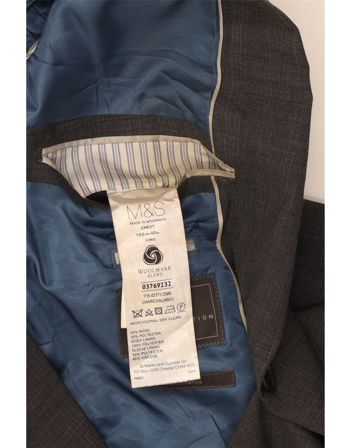 Giacca blazer a 2 bottoni da uomo Marks & Spencer UK 40 lana grigio medio