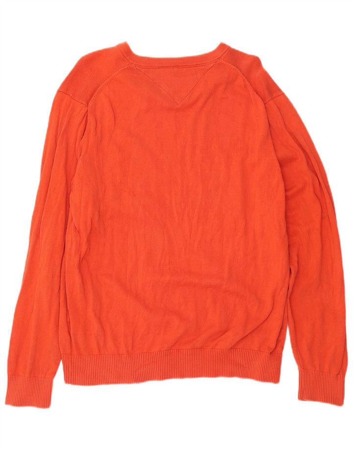 Maglione maglione con scollo a V da uomo Tommy Hilfiger grande cotone rosso