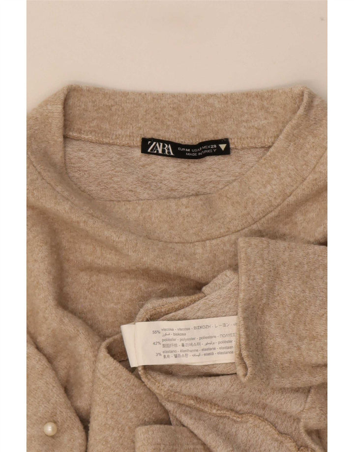 Top Zara da donna a maniche lunghe UK 12 Viscosa beige medio