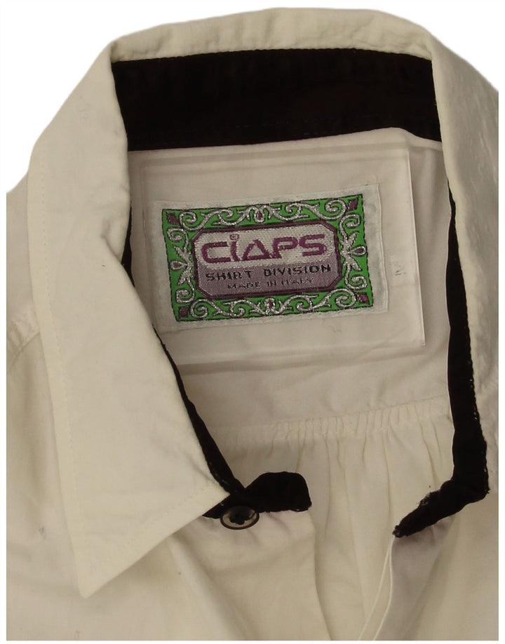 Camicia da uomo vintage in cotone floreale bianco medio