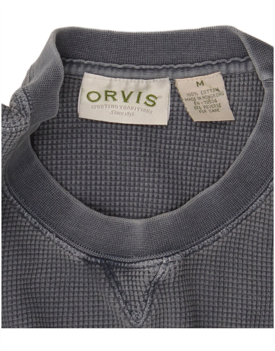 Top da uomo Orvis a maniche lunghe in cotone grigio medio