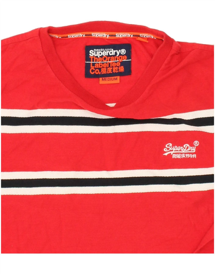 SUPERDRY Mens T-Shirt Top Medium Red Striped Cotton Vintage Superdry and Second-Hand Superdry from Messina Hembry 
