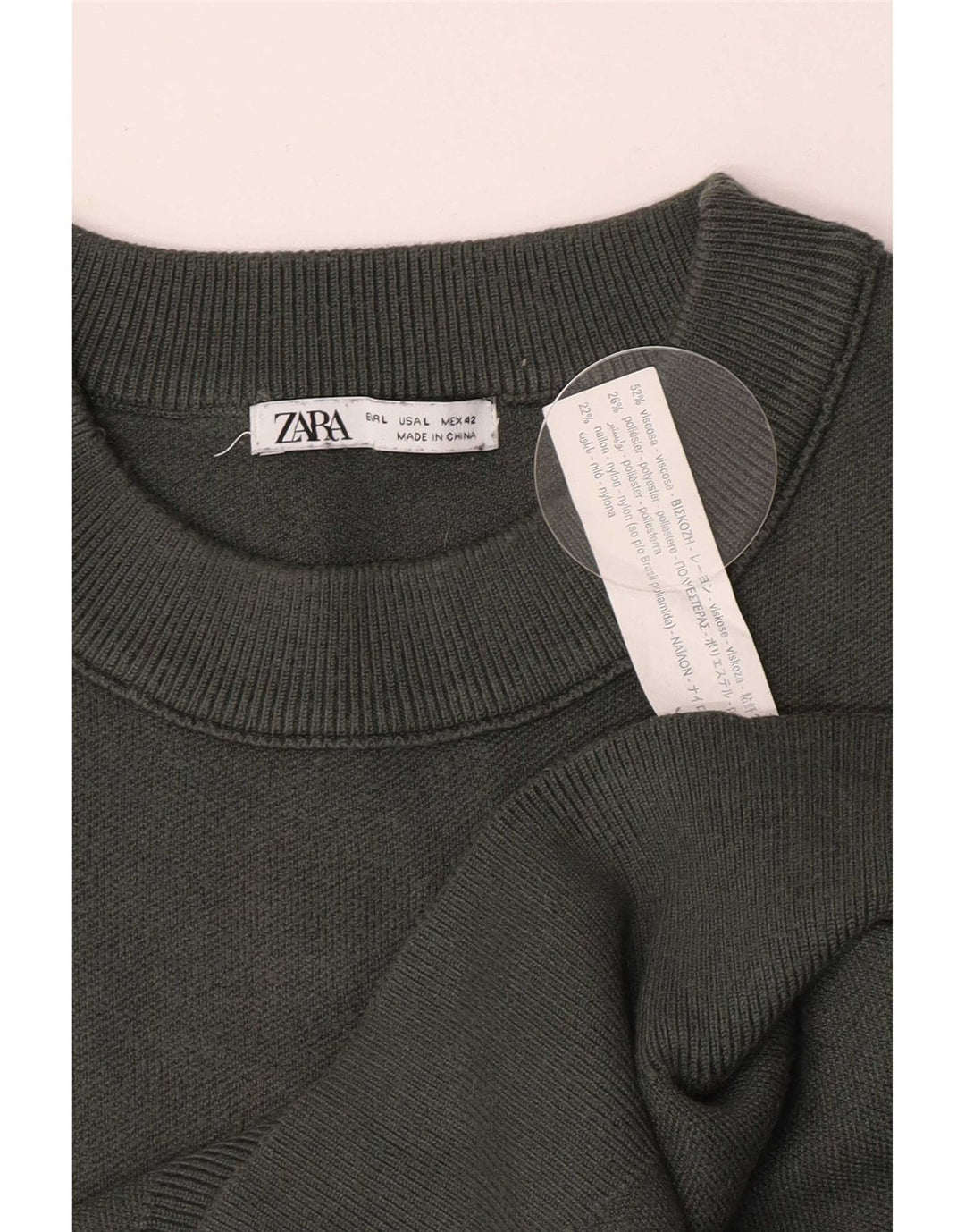 Maglione Zara da uomo girocollo grande in viscosa verde
