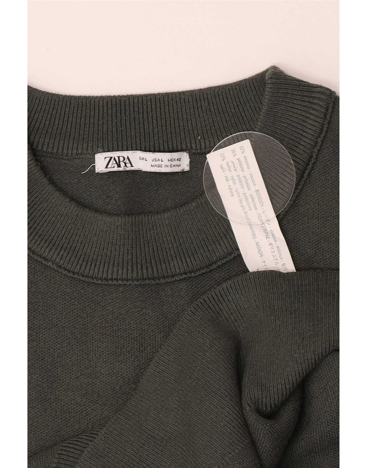 Maglione Zara da uomo girocollo grande in viscosa verde