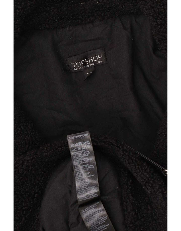 Giacca in pile oversize da donna Topshop UK 14 poliestere nero medio