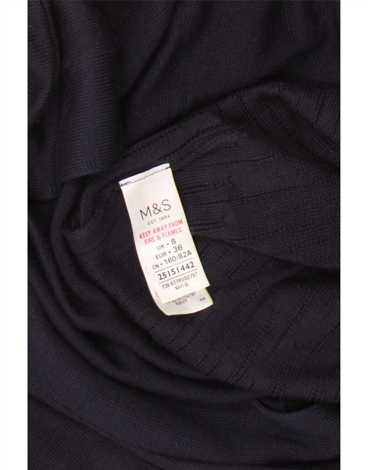 Maglione cardigan aperto da donna Marks & Spencer UK 8 piccolo in viscosa blu navy