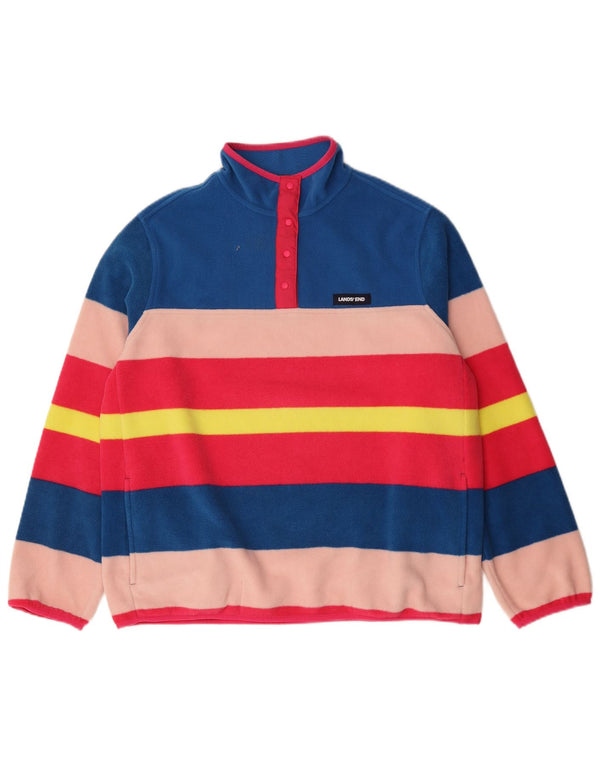 Maglione in pile oversize da donna Lands End UK 16 Large a righe multicolori
