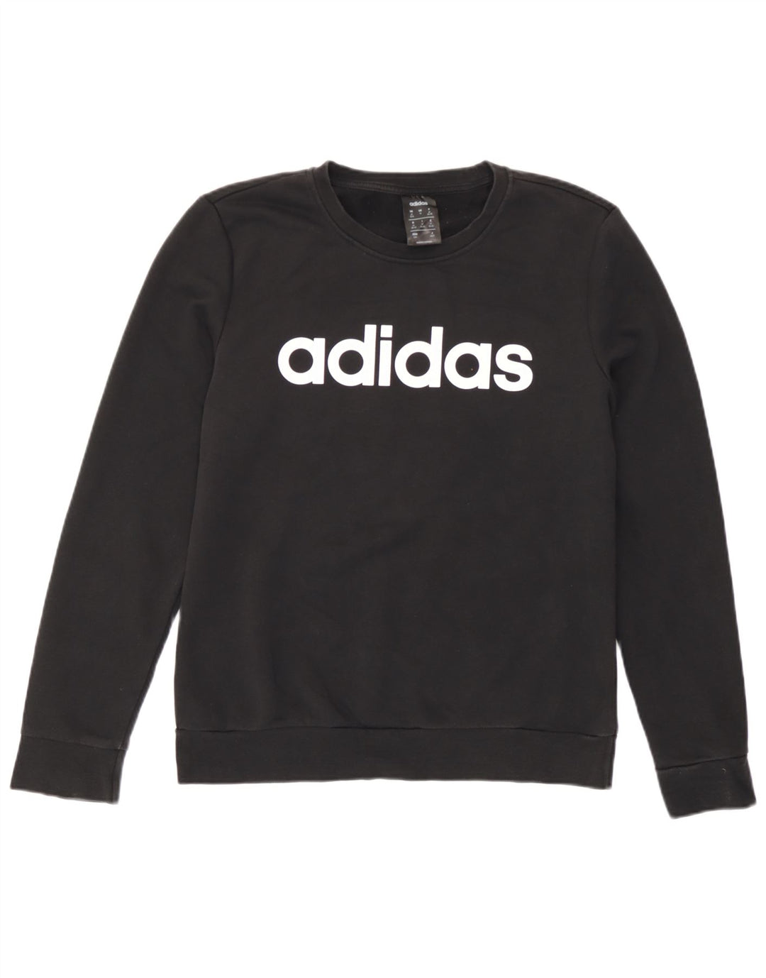 Felpa grafica da donna Adidas Jumper UK 12/14 cotone nero medio