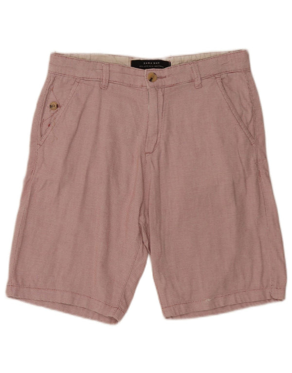 Pantaloncini chino da uomo Zara EU 38 piccoli W30 cotone geometrico rosso