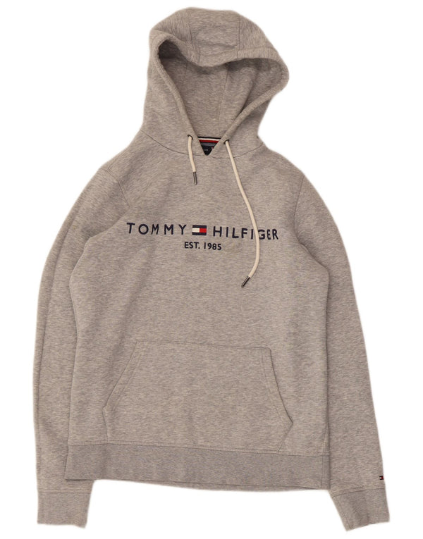 Maglione con cappuccio grafico da uomo Tommy Hilfiger piccolo cotone chiazzato grigio