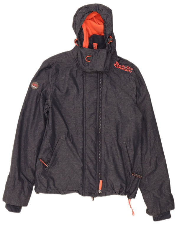 Giacca a vento con cappuccio da donna Superdry Windcheater UK 16 grande grigia