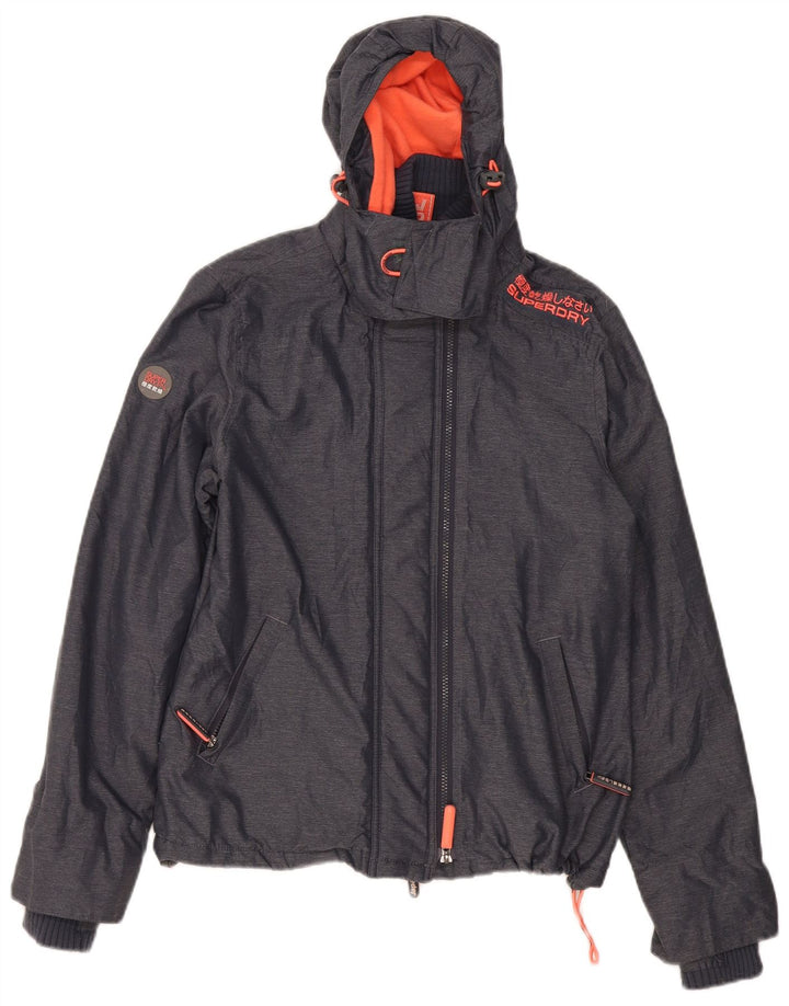 Giacca a vento con cappuccio da donna Superdry Windcheater UK 16 grande grigia