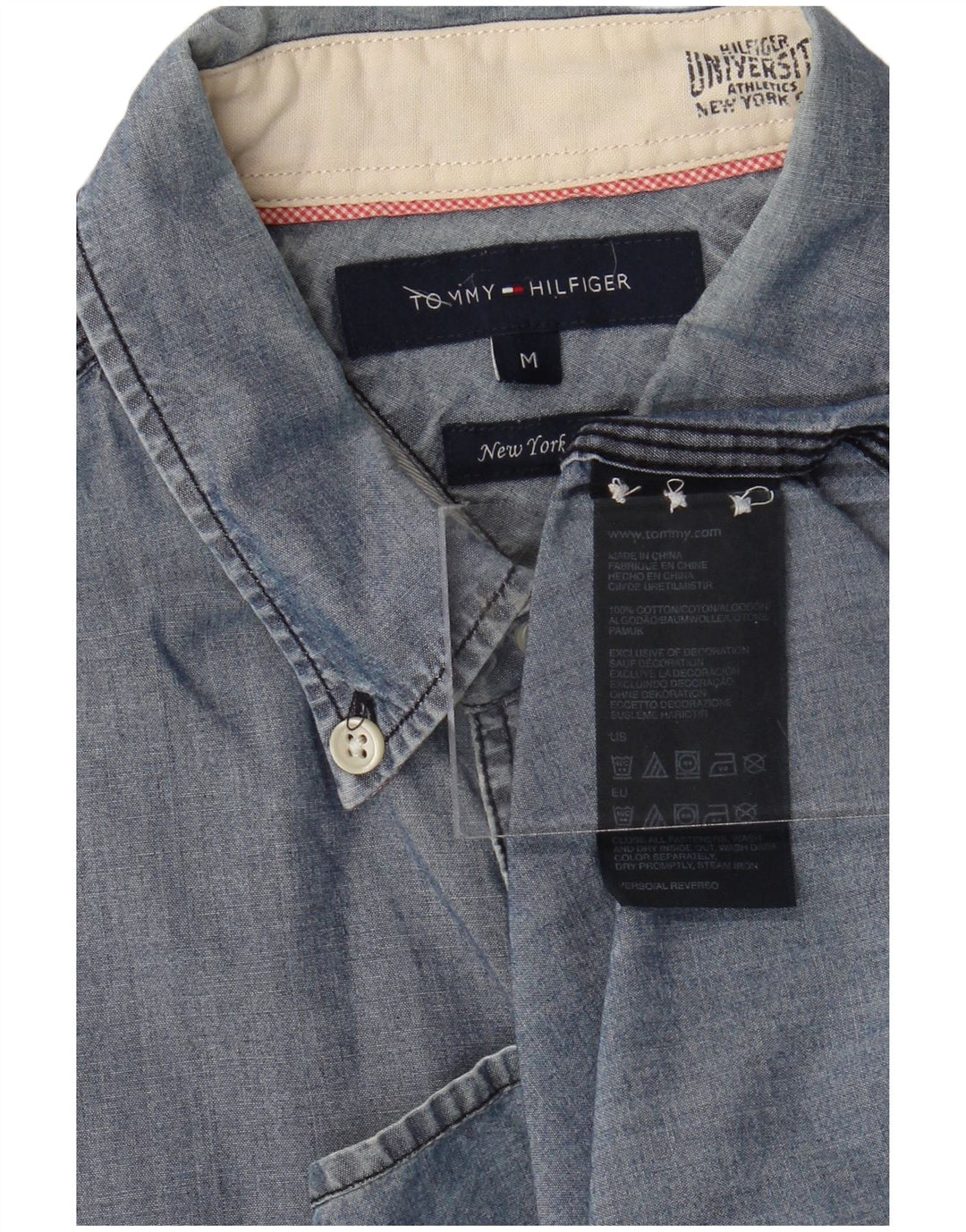 TOMMY HILFIGER Camicia da uomo New York Fit in cotone blu medio