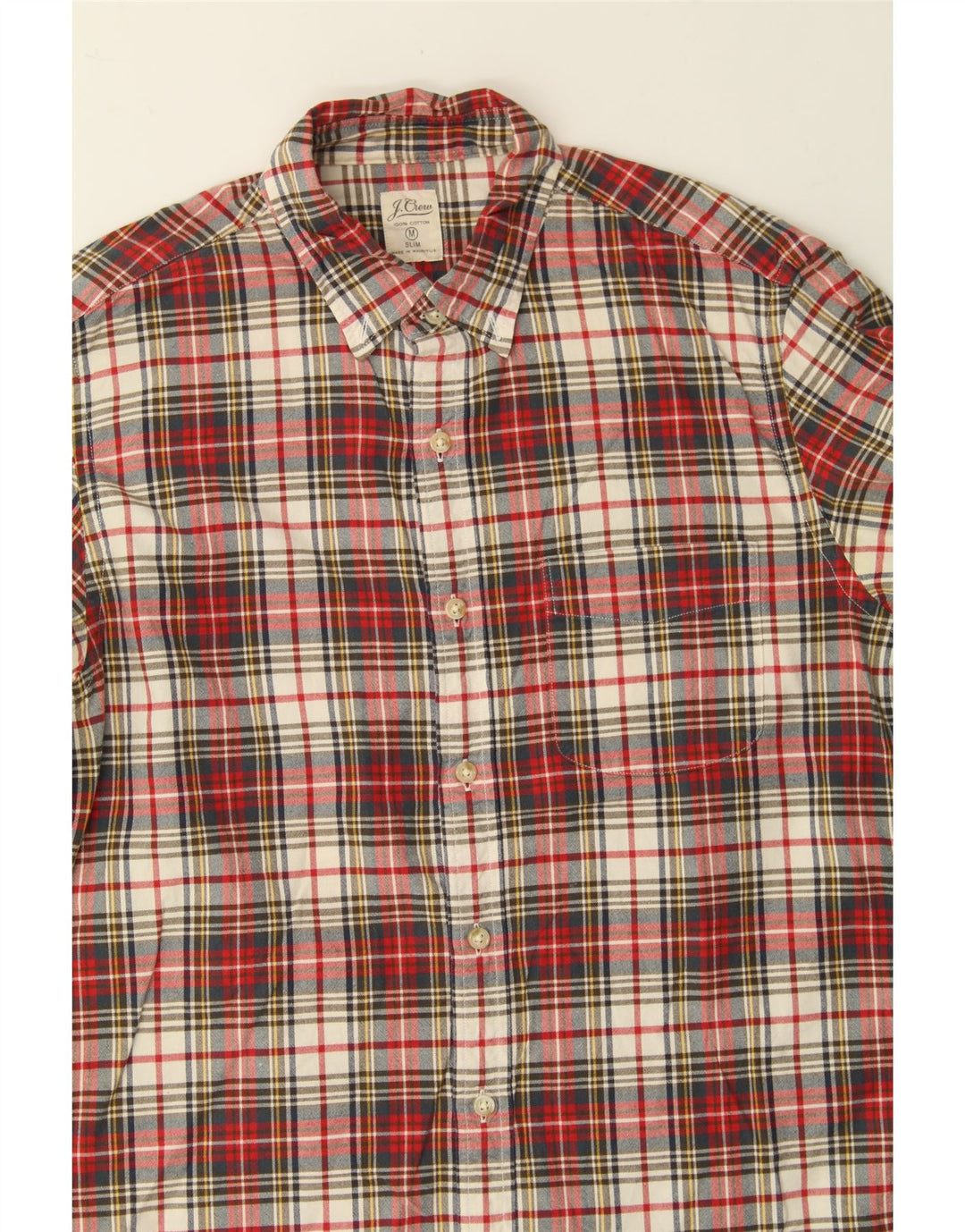 J. CREW Mens Slim Flannel Shirt Medium Red Check Cotton Vintage J. Crew and Second-Hand J. Crew from Messina Hembry 