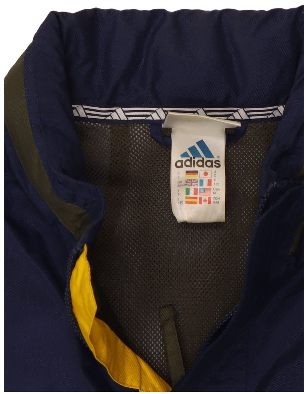 Giacca antipioggia con cappuccio da uomo Adidas UK 40/42 Medium Blu Navy Colourblock