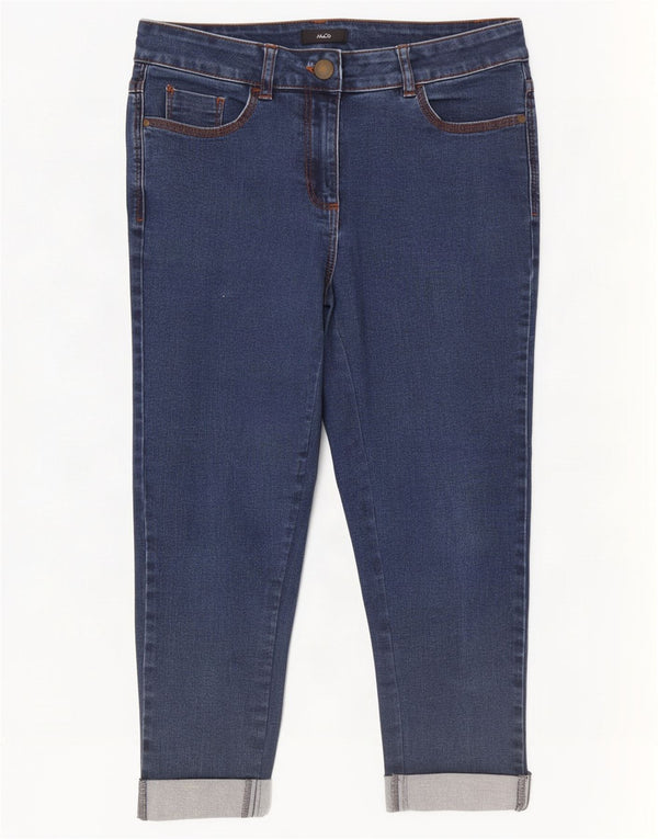Jeans Capri slim da donna M&Co UK 10 piccoli W28 L20 cotone blu