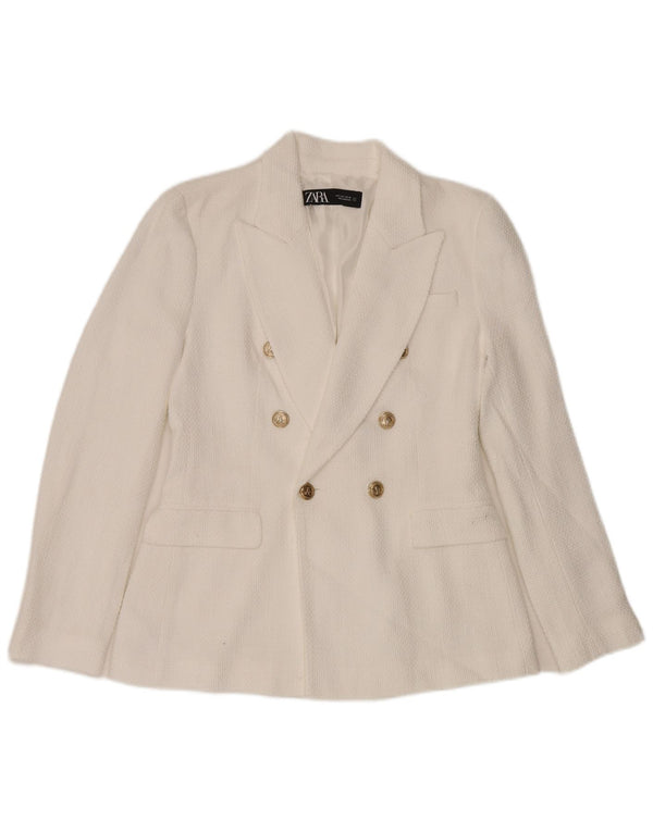 Giacca blazer doppiopetto da donna Zara UK 10 piccola in cotone bianco