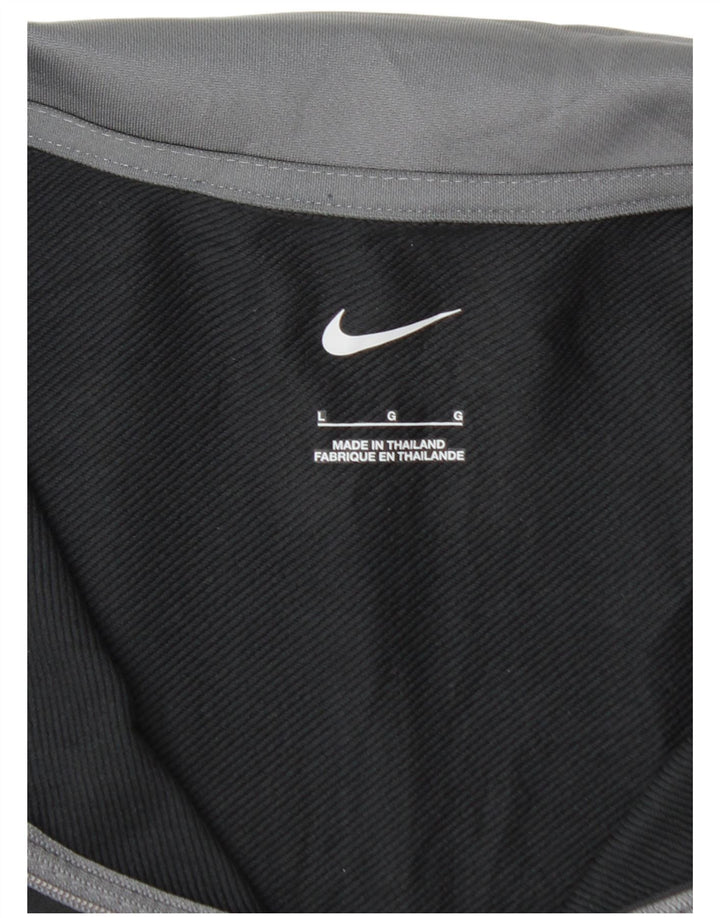 NIKE Top da tuta pullover con zip e collo da uomo, grande, in poliestere nero