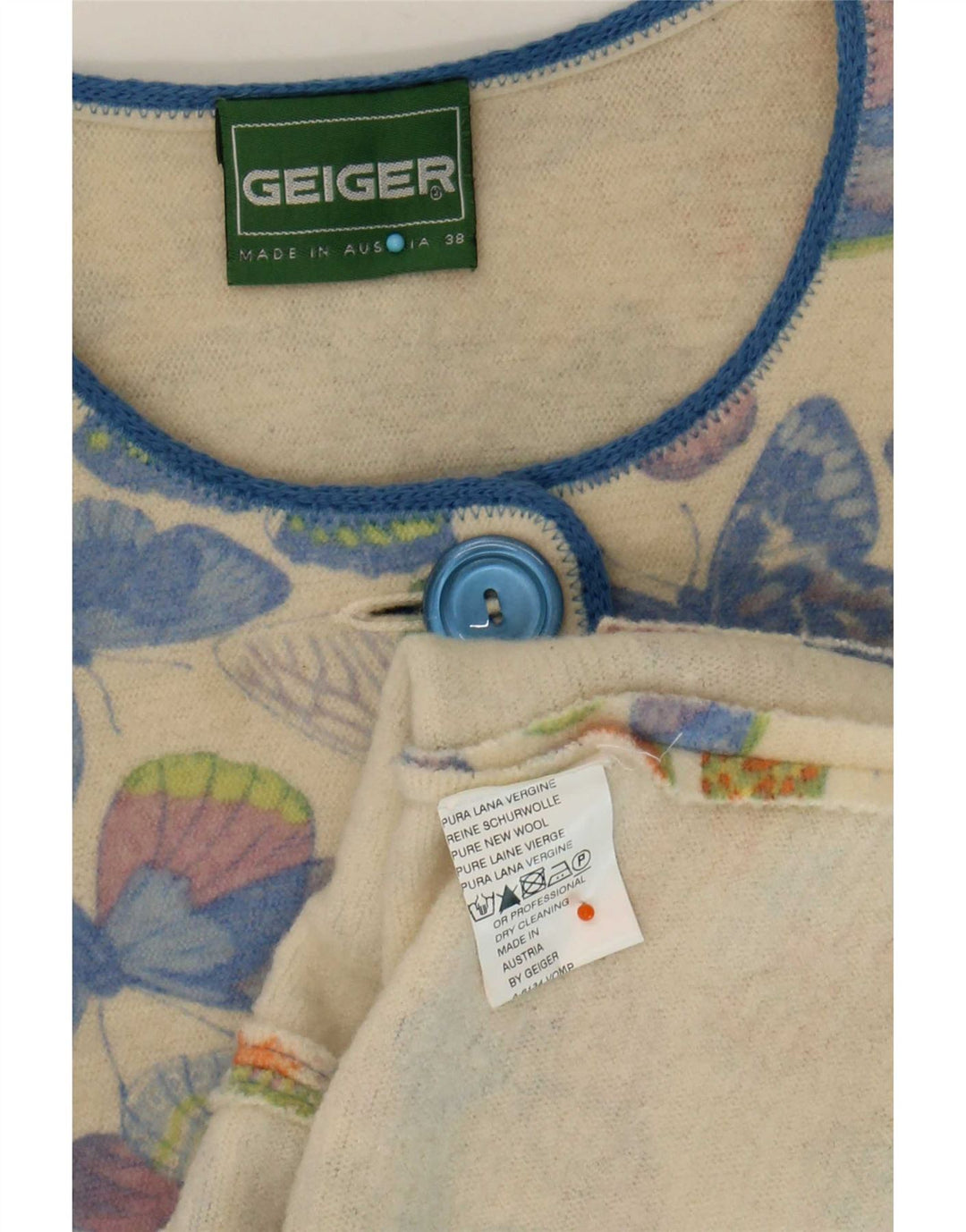 Giacca blazer in maglia da donna a 5 bottoni Geiger EU 38 media farfalla bianco sporco