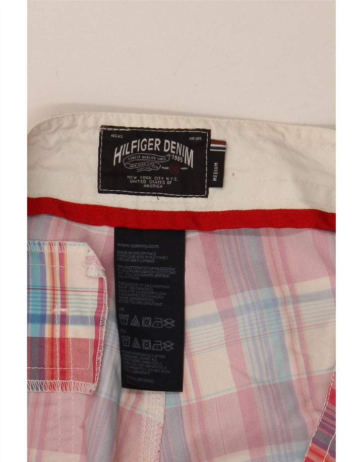 TOMMY HILFIGER Mens Cargo Swimming Shorts Medium  Red Check Cotton Vintage Tommy Hilfiger and Second-Hand Tommy Hilfiger from Messina Hembry 