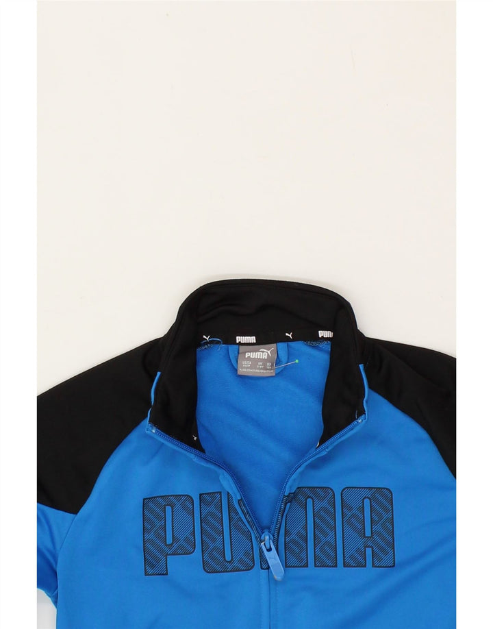 PUMA Boys Graphic Tracksuit Top Jacket 7-8 Years Blue Colourblock Vintage Puma and Second-Hand Puma from Messina Hembry 
