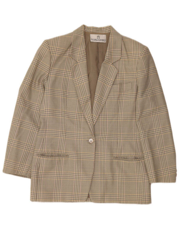 FIORELLA RUBINO Giacca blazer lunga da donna UK 12 Grigio medio a quadri