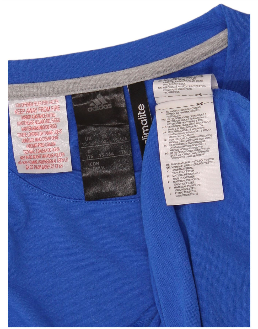 T-shirt ADIDAS da bambino Climalite 15-16 anni in poliestere blu