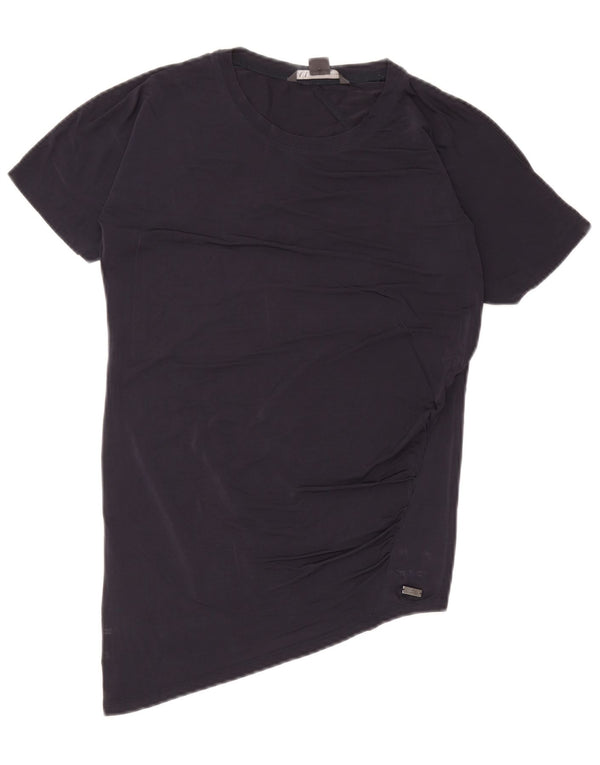 Armani Exchange T-shirt asimmetrica oversize da donna Top UK 2 2XS Blu navy